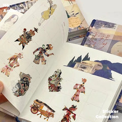 Chinese style ancient shadow puppet play sticker DIY decoration cartoon character water cup ipad computer sticker notebook material
