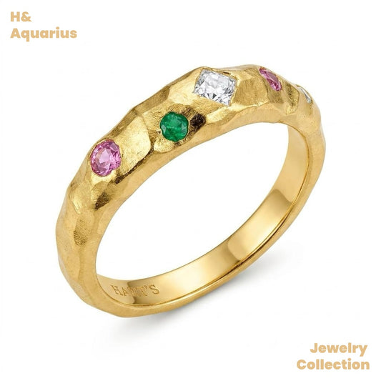 925 Silver & Zirconia Colorful Candy Ring - Gold Plated Minimalist Stackable Ring