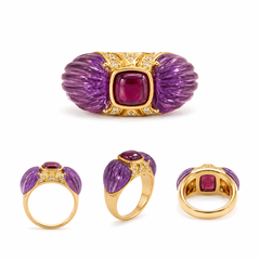Purple Flow Ring - 925 Silver & Crystal Purple Luxury Minimalist Ring