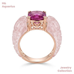 Pink Mist Peach Ring - 925 Silver Crystal Fairy Style Minimalist Design Ring