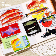 Retro and cool fish notebook stickers cute cartoon ins phone case salt notebook diary decoration small materials
