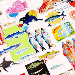 Retro and cool fish notebook stickers cute cartoon ins phone case salt notebook diary decoration small materials