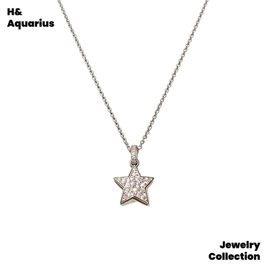 925 Silver & Zirconia Starry Necklace - Silver Plated Luxury Pav¨¦ Fashion Chain