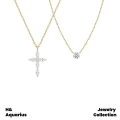 Pendant & Chain: 925 Silver & Zirconia Starfall Necklace and 925 Silver & Zirconia Cross Fringe Necklace