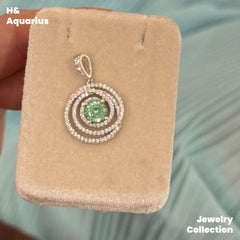 Synthetic YAG Mint Mambo Pendant - 925 Silver Minimalist Luxury Fashion Necklace