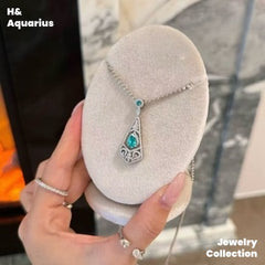 Synthetic YAG Neon Sea Temple Pendant - 925 Silver Luxury Colorful Minimalist Necklace