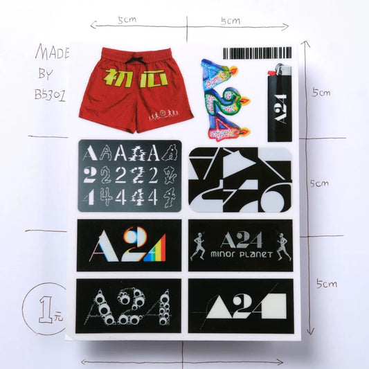 A24 Movie Theme Stickers - Waterproof Transfer Decals for Phone Helmet Laptop Water Bottle Luggage