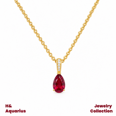 Lab-Grown Ruby Velvet Pendant - 925 Silver Luxury Minimalist Necklace