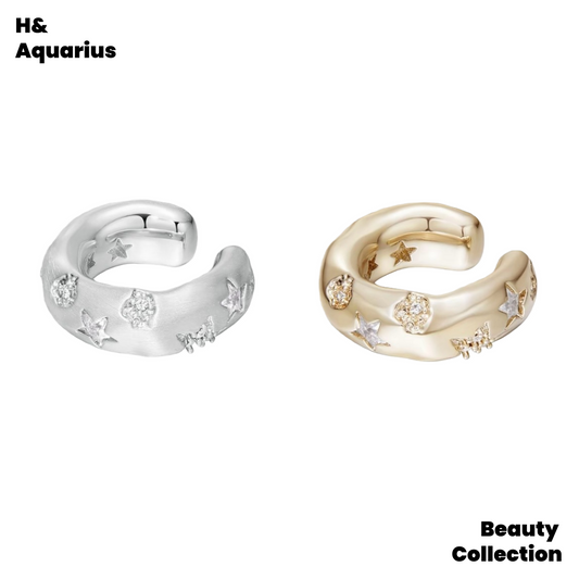 Pure Copper Ear Cuff - Celestial Series: Brushed Gold & Silver Starry Design