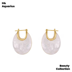 Oval Shell Earrings - New Year Luxury Minimalist Hoops for Women