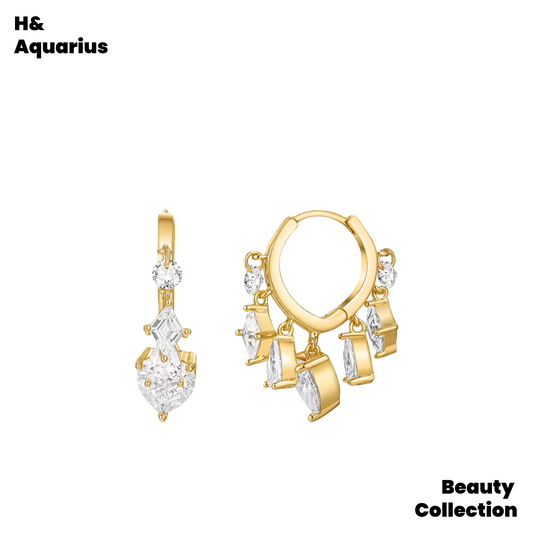 Gold Plated Teardrop Fringe Earrings - New Year Luxury Dangle Earrings