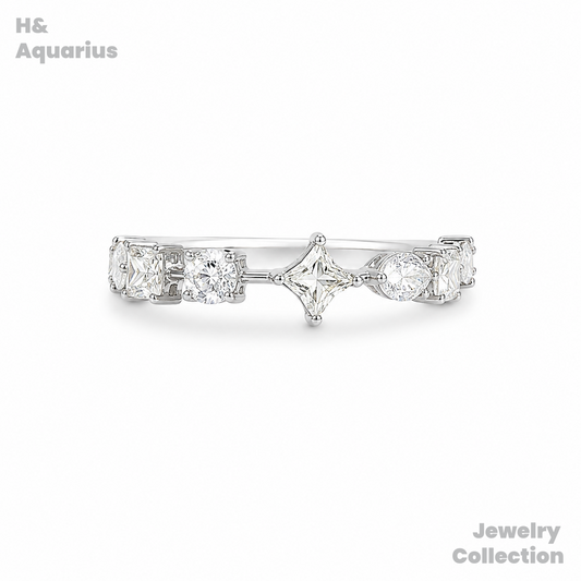 925 Silver & Zirconia Star Island Overture Ring - Minimalist Luxury Statement Ring