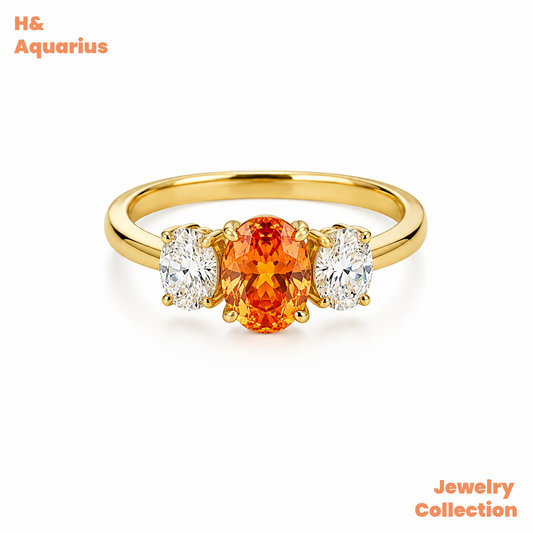 925 Silver & Zirconia Fanta Ring - Gold Plated Colorful Fashion Stackable Ring
