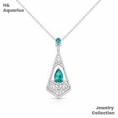 Synthetic YAG Neon Sea Temple Pendant - 925 Silver Luxury Colorful Minimalist Necklace