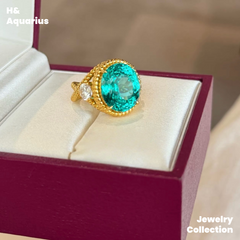Synthetic YAG Neon Glow Ring - 925 Silver K Gold Plated Lab-Created Luxury Ring