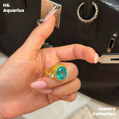 Synthetic YAG Neon Glow Ring - 925 Silver K Gold Plated Lab-Created Luxury Ring