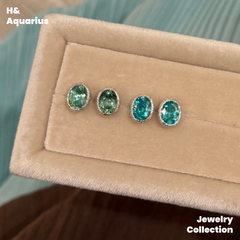 Synthetic YAG Double Wave Earrings - 925 Silver Lab-Created Colorful Luxury Studs
