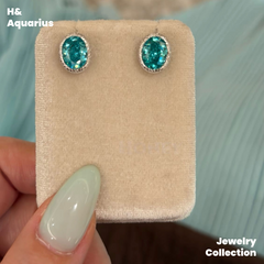 Synthetic YAG Double Wave Earrings - 925 Silver Lab-Created Colorful Luxury Studs