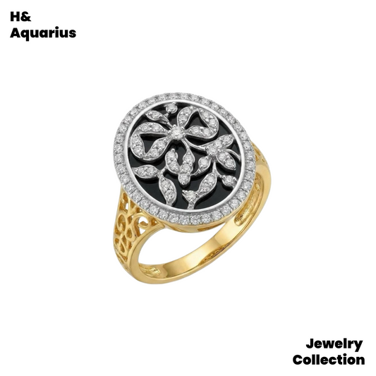 Dark Night Flower Ring - 925 Silver Agate Minimalist Luxury Ring