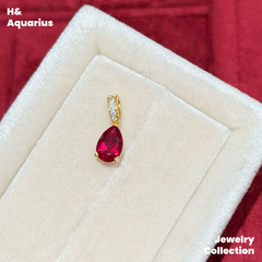 Lab-Grown Ruby Velvet Pendant - 925 Silver Luxury Minimalist Necklace