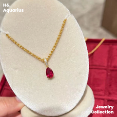 Lab-Grown Ruby Velvet Pendant - 925 Silver Luxury Minimalist Necklace