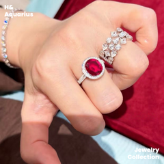 Lab-Grown Ruby Velvet Ring - 925 Silver Luxury Minimalist Statement Ring