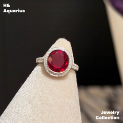 Lab-Grown Ruby Velvet Ring - 925 Silver Luxury Minimalist Statement Ring