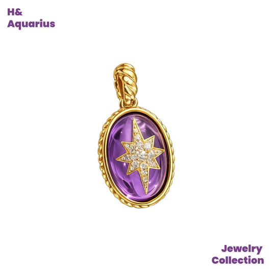Purple Night Oracle Pendant - 925 Silver Crystal Luxury Mystical Necklace