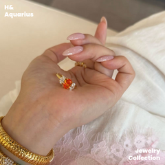 925 Silver & Zirconia Fanta Ring - Gold Plated Colorful Fashion Stackable Ring