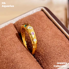 925 Silver & Zirconia Colorful Candy Ring - Gold Plated Minimalist Stackable Ring