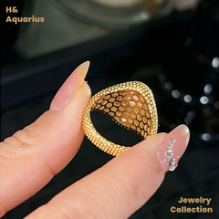 925 Silver & Zirconia Golden Years Ring - Gold Plated Heavy Luxury Vintage Ring for Women