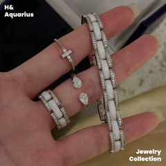 925 Silver & Ceramic White Glaze Ring - Minimalist Luxury Statement Ring