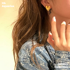 925 Silver Hammered Heart Studs - Gold Plated Minimalist Casual Earrings