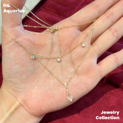 Moonlight Ripple Necklace - 925 Silver Crystal Minimalist Luxury Chain