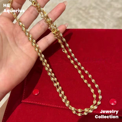 Chain: 925 Silver Ripple Necklace - Gold Plated Twisted Minimalist Layering Chain