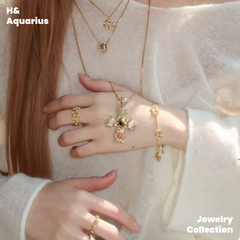 Copper Alloy "Hucares" Gemstone Cross Necklace - Heavy Natural Stone Long Layering Chain
