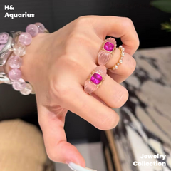 Pink Mist Peach Ring - 925 Silver Crystal Fairy Style Minimalist Design Ring