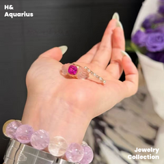 Pink Mist Peach Ring - 925 Silver Crystal Fairy Style Minimalist Design Ring
