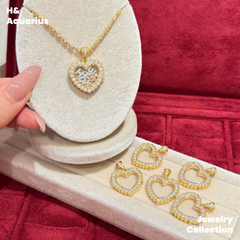 Pendant: 925 Silver & Zirconia "Heart Gallery" Charm - DIY Letter Pendant with Clasp