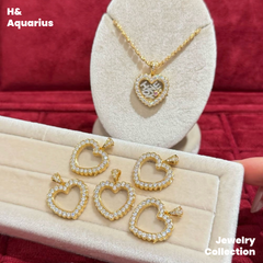 Pendant: 925 Silver & Zirconia "Heart Gallery" Charm - DIY Letter Pendant with Clasp