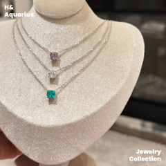 925 Silver & Zirconia Moonlight Cube Necklace/Studs - Minimalist Everyday Silver Jewelry Set