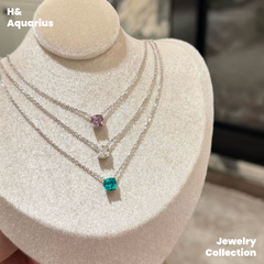 925 Silver & Zirconia Moonlight Cube Necklace/Studs - Minimalist Everyday Silver Jewelry Set