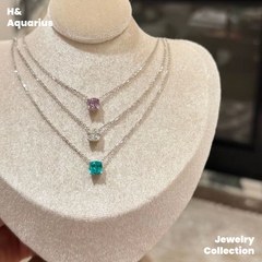925 Silver & Zirconia Moonlight Cube Necklace/Studs - Minimalist Everyday Silver Jewelry Set