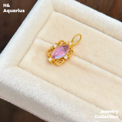 Vintage Marquise Amethyst Pendant - 925 Silver Royal Minimalist Necklace Charm