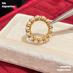 925 Silver & Zirconia Dewdrop Halo Band Ring - Gold Plated Minimalist Statement Stackable Ring