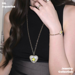 STAY MEDIOCRE Brass "Star Orbit 2.0" Heart Full Pavé Star Bracelet - Minimalist Chain for Women