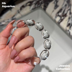 Ice Clear Rock Crystal Bracelet - 925 Silver Natural Minimalist Everyday Bead Chain