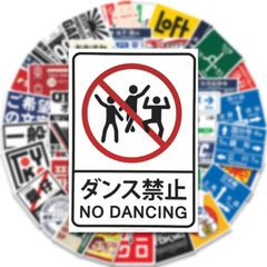 60pcs Japanese Street Sign Stickers - Trendy Typography Decals for Laptop Water Bottle Journal