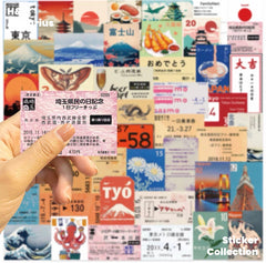 60pcs Japanese Street Sign Stickers - Trendy Typography Decals for Laptop Water Bottle Journal