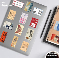 60pcs Japanese Street Sign Stickers - Trendy Typography Decals for Laptop Water Bottle Journal